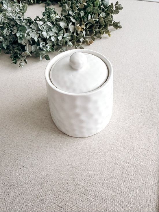 Market Square Other - Market Square White Ceramic Honey Pot | Lidded Canister